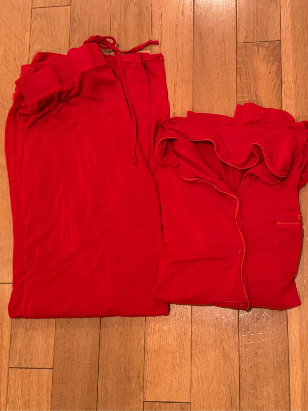 SKIMS red matching PJ set
